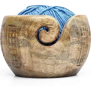 Best Selling Customize Handmade Wooden Yarn Bowl <b>Wool</b> Bowl Yarn <b>Holder</b> Wooden Bowl for <b>Knitting</b> from Indian Exporter - Product Image 1