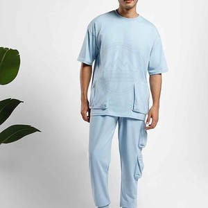 Men's Summer Casual Sportswear Sets Breathable T-Shirt and <b>Trouser</b> with <b>Shorts</b> Sleeves Plus Size Wholesale Logo Features - Product Image 2