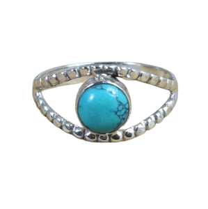 Anillo de Plata de Ley 925 hecho a mano para mujer, piedra preciosa turquesa, joyería de declaración de promesa con chapado en rodio, artículo de joyería caliente - Product Image 1