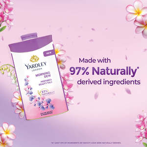 Talco Perfumado de Lujo Yardley London Morning Dew, Aroma Lily Valley Frangipani, 97% Ingredientes Naturales, 100g 250g para el Cuerpo - Product Image 4