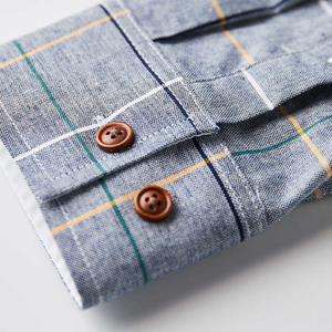 Camisas de vestir de algodón para hombre, camisa Formal elástica sin arrugas de manga larga sólida, camisas informales de negocios con botones - Product Image 3