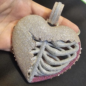 Collar de mujer chapado en oro plata de ley con hielo personalizado RB Gems, colgante de Hip Hop, corazón, Calavera, diamante, moissanita, joyería GIA - Product Image 6