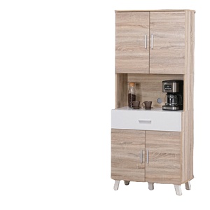 ตู้ครัวสีขาวเอสเซ้นซ์ โซโนมา โอ๊ค พร้อมโต๊ะบาร์กาแฟ ดีไซน์ทันสมัย ผลิตจากวัสดุ PU ลามิเนต รุ่น KC205 ท็อปโมเสก ผลิตในประเทศมาเลเซีย - Product Image 1