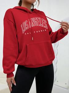 Nouveau pull imprimé à épaules tombantes 100% sweats à capuche en gros en coton biologique pour femme personnaliser des sweats à capuche au design élégant - Product Image 3