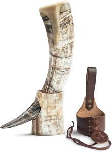 Auténtico Royal Natural Crafts Viking Drinking Horn Decanter Stand Pulido Animal Tallado para la decoración del hogar de moda - Product Image 5