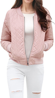 Blouson Bomber Femme Hiver 2026 – Tendance, Chaud, Couleur Unie, Tricoté Respirant, Rembourrage Coton, Coupe-Vent, Écologique, Personnalisable Rose