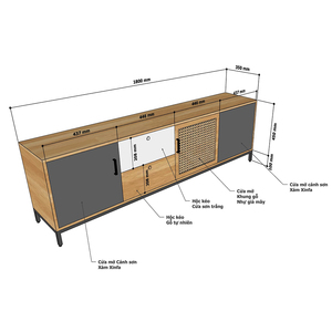 Modern Luxury 1.8m Rubberwood TV Stand with Iron Legs Contemporary Minimalist TV <b>Table</b> for Living Room KTV68085 - Product Image 5