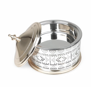 Dernière Nouveauté : Plat de Cuisson/Chauffe-Plats en Acier Inoxydable Poli, Qualité Supérieure, Fait Main, Métal, Diamètre 20cm, Compatible Gaz et Induction - Product Image 4