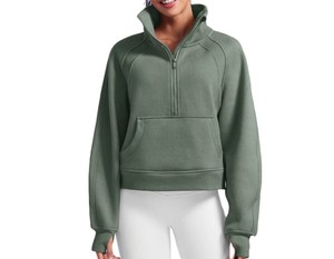 เสื้อสเวตเชิ้ตผู้หญิงแบบมีซิป 1/4  ผ้าฟลีซเนื้อหนา ดีไซน์โอเวอร์ไซส์  แบบถัก - Product Image 4