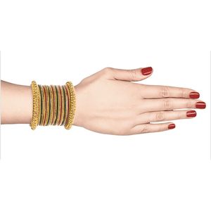 Conjunto de pulseras de cristal multicolor chapado en oro oxidado Indio Gitano antiguo vintage bohemio (25 piezas) - Product Image 4