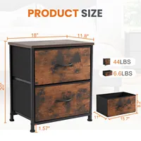 Table de chevet OEM, table basse, table de salon, table à thé, armoire de rangement, commode à vêtements, meuble de présentation pour chambre à coucher, avec 2 tiroirs en tissu