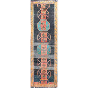 Nuray Hand Knotted Wool Rugs <b>Grey</b> & Black Geometric Pattern for Home Living Room Hallway Rectangle Handmade-Pae-2979 - Product Image 1