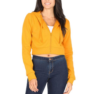 Sudadera con Capucha para Mujer con Logotipo Personalizado, Top Corto con Cremallera, Ropa de Moda para Fitness, Top Corto con Cordón - Product Image 5