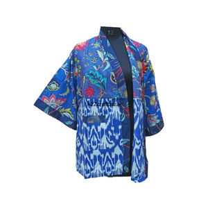 Robe Kimono Chic et Décontractée pour Femme, 100% Coton Pur, Sans Manches, Col en V, Imprimé Floral Bloc, Écologique, Vente en Gros - Product Image 1