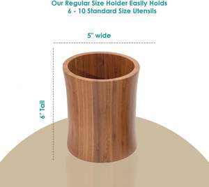 Soporte para utensilios de cocina de bambú, tamaño regular 6" x 5" o grande 7" x 6" (Surtido) - Product Image 2