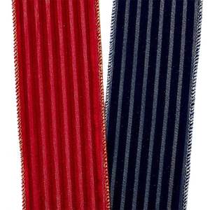 Embossed Stripes on Velvet <b>Wired</b> <b>Ribbon</b> Metallic Polyester Stretch Loop for Christmas & Birthday Gift Wrapping & Decoration - Product Image 4