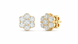 Pendientes de Botón con Cuatroteenis de Diamantes Naturales y Oro de 14K para Mujer - Product Image 4