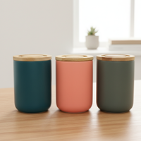 Recipientes de Cerámica de Alta Calidad 3460042, Estilo Nórdico, Herméticos, para Té, Café y Azúcar, con Tapa de Bambú, Duraderos, de Porcelana, para Mantener la Frescura