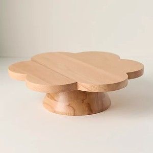 Support à gâteau en bois artisanal en forme de fleur, support de présentation de dessert en bois naturel pour boulangerie, mariage, décoration de la maison et cadeaux - Product Image 1