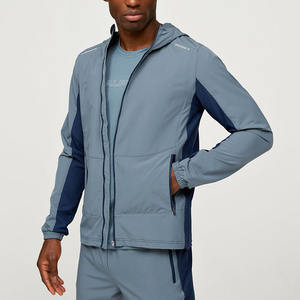 Vestes coupe-vent légères de haute qualité pour hommes, avec logo personnalisé, blocs de couleur, col montant, capuche, pour l'extérieur - Product Image 3