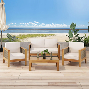 Ngoài trời nội thất sân vườn đặt sofa wicker vườn sofa Gỗ Tếch-ARAN - Product Image 1