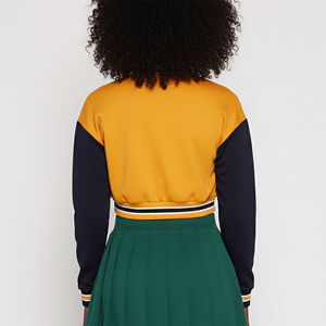 Chaqueta Universitaria de Béisbol con Bloques de Color y Hombros Caídos, Nueva Llegada 2026, Logotipo Bordado en Chenilla Personalizado, Piel de Oveja para Mujer - Product Image 5