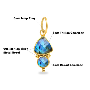 Colgante de Plata de Ley 925 con Amatista Facetada en Forma de Trillón y Piedra Preciosa Redonda con Argolla, Chapado en Oro, para Fabricación de Collares y Joyería - Product Image 3