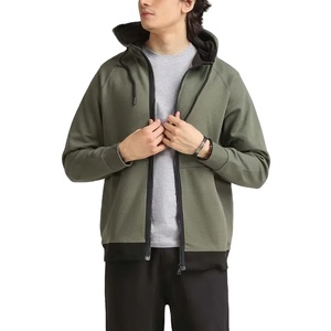 Premium bordado Logo Fitness invierno Tops bolsillos con cremallera sudaderas con cremallera 100% algodón hombres sudaderas con capucha para hombres - Product Image 1