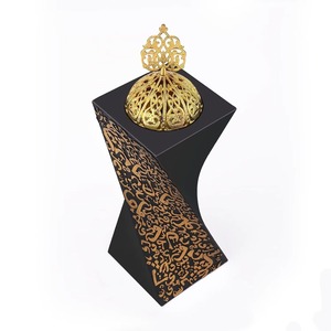 Decorative Black Incense Holder With Arabic Calligraphy With Gold Lid Perfect <b>For</b> Eid and Ramadan Decor And Seasonal Gifting - Product Image 1