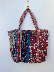 Sac fourre-tout en coton Vintage indien de bonne qualité, sac de plage pour femmes, sac de Shopping matelassé - Product Image 5