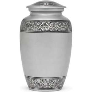 Urna Funeraria de Metal para Cenizas de Adultos, con Grabado Floral y Hojas, Acabado de Peltre, Artesanía, Artículos Funerarios - Product Image 6
