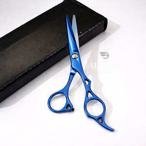 Ciseaux de coiffure professionnels en acier inoxydable bleu métallisé, ciseaux de barbier ergonomiques, outil de coiffure de salon, lames aiguisées - Product Image 6