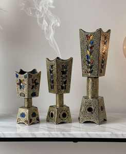 Quemador de Incienso Mubakhar de Latón de Estilo Árabe Contemporáneo, Ecológico, Hecho a Mano, Sostenible y Decorativo para Uso Religioso - Product Image 6