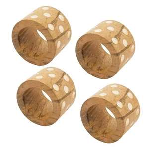 Juego de Anillos para Servilletas de Madera Natural Pintados a Mano, Ecológicos, Estilo Rústico, Porta Servilletas para Decoración de Mesa de Comedor, Fiestas y Bodas - Product Image 1