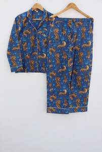 Conjunto de pijamas de mujer de algodón puro con estampado de tigre Ropa de noche suave con algodón indio-Regalo para ella - Product Image 5