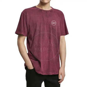 Camiseta informal de 100% algodón con lavado ácido para hombre, ropa de calle con impresión personalizada, tela de punto directa de fábrica para un aspecto genial - Product Image 1