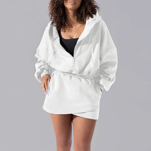 Sudadera con capucha lavada con ácido y cremallera desteñida al sol a la moda para mujer - Product Image 5