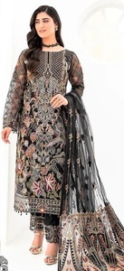 Combinaison de travail à dos en georgette brodée lourde pour femme avec bas patch Salton et filet Dupatta du Pakistan vêtements indiens - Product Image 3