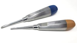 Elevadores Dentales Manuales de Acero Inoxidable con Agarre Ergonómico, Mangos Dorados y Azules, Tamaños Personalizados, Certificación CE - Product Image 5