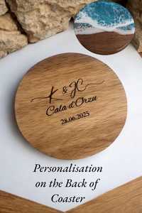 Sous-verres de luxe faits à la main en résine et en bois avec finition en pierre, parfaits pour l'affichage au détail, les acheteurs en gros et l'exportation Premium - Product Image 4