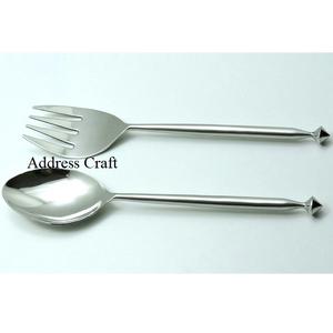 Ensemble de service à salade personnalisé en argent mat meilleure qualité à long manche en acier inoxydable outils à salade lave-vaisselle cuillère de service fourchette - Product Image 6