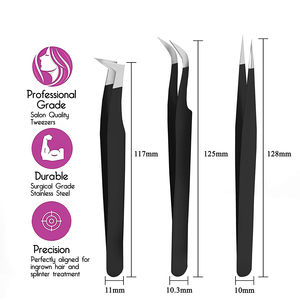 Pinces à cils noires en gros Pakistan / Pinces à cils Nano Grip pour extensions de cils / Pinces à cils à pointe en fibre Pinces à cils à 90 degrés - Product Image 3