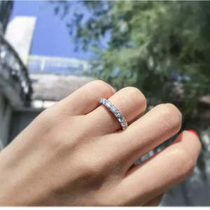 Round Cut Moissanite Diamond Wedding <b>Band</b> Stylish <b>Sterling</b> <b>Silver</b> <b>Ring</b> - Product Image 4