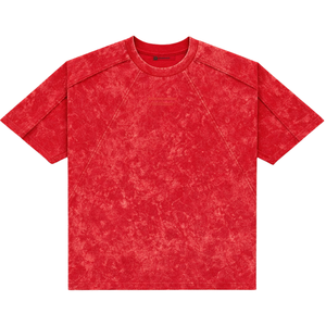 เสื้อยืดผู้ชายสีแดงทรงหลวมผ้าฝ้าย 100% สไตล์วินเทจลำลองสตรีทแวร์เนื้อผ้านุ่มระบายอากาศได้ดีเหมาะสำหรับใส่ในชีวิตประจำวันในเมือง - Product Image 2