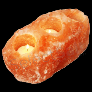 Titulaires de photophore à trois trous de sel de forme naturelle incurvée ronde de l'Himalaya, lumière de thé de sel de trois trous naturelle sculptée ronde de l'Himalaya - Product Image 5