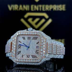 Montre de luxe de qualité supérieure, nouveau design, acier inoxydable, mouvement automatique à quartz, résistante à l'eau, avec diamants Moissanite - Product Image 1