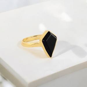 925 Sterling Silver Awesome Black Onyx Ring Handmade Natural Gemstone with <b>Kite</b> Cut Diamond Gold Plated Jewelry Bezel Setting - Product Image 3