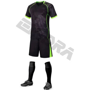 Conjunto de Jersey de fútbol de manga corta, 100% poliéster, hecho a medida, Kit de ropa deportiva de fútbol, uniformes de fútbol de Color azul y blanco - Product Image 6