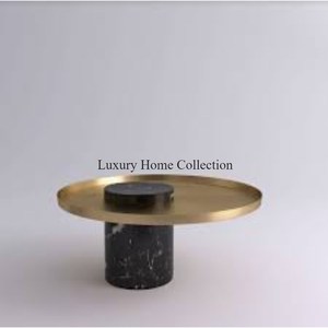 Modern Designer Fancy <b>Coffee</b> <b>Table</b> with Golden Stripes Shiny Polished <b>White</b> Natural Marble Attractive Center <b>Table</b> - Product Image 5