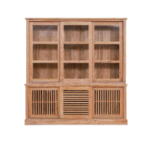 Meuble moderne Bibliothèque à six portes coulissantes - Bibliothèque en bois massif de style antique pour meubles de maison - Product Image 2